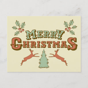 Retro Frohe Weihnachten Postkarte