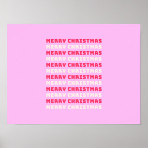 Retro Frohe Weihnachten Rosa Feiertage Dekor Prepp Poster