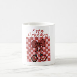 Retro Frohe Weihnachten Schleife und Ornamente Des Kaffeetasse