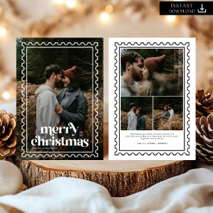 Retro Frohe Weihnachten Stempel Familienfoto