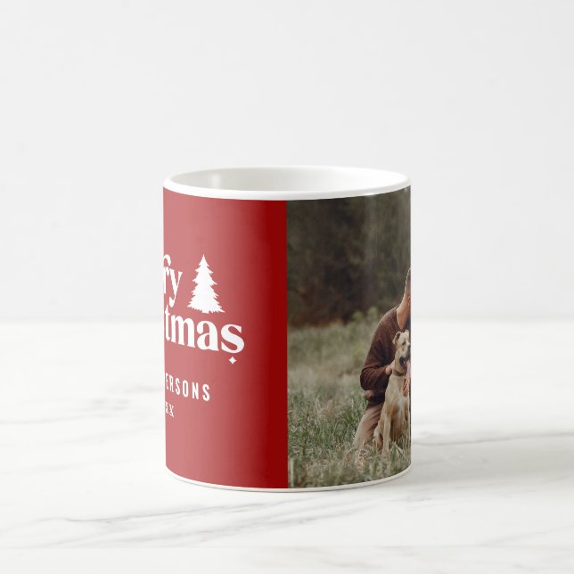 Retro Frohe Weihnachten stilvoller Foto Urlaub Kaffeetasse (Mittel)