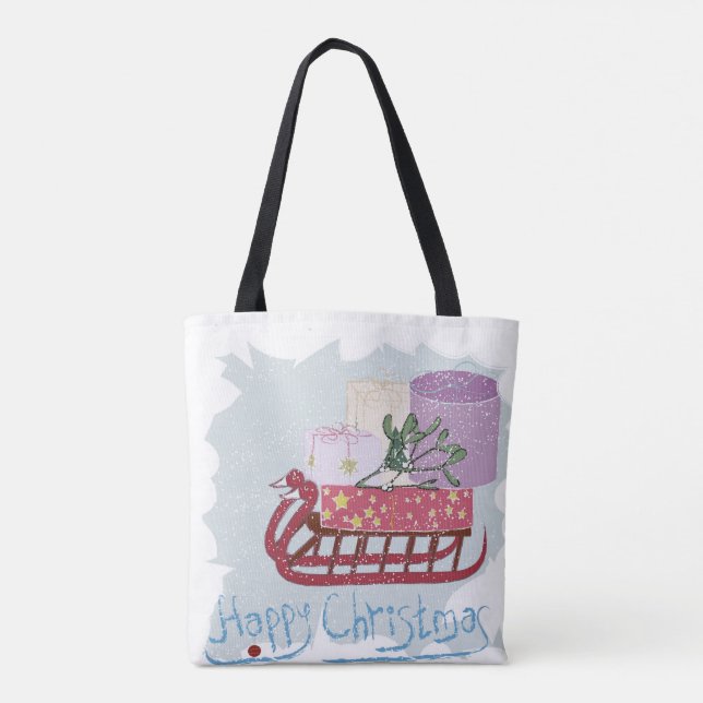 Retro. Frohe Weihnachten! Tasche (Rückseite)