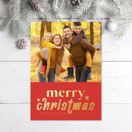Retro Frohe Weihnachts-Foto Folien Feiertagskarte