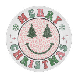 Retro Frohe Weihnachts-Lächeln Gesicht Schneidebrett