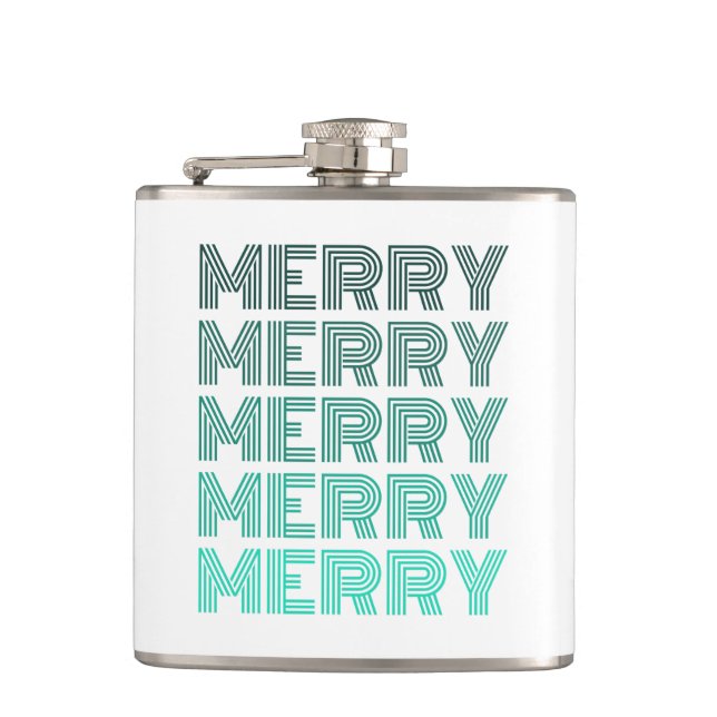 Retro Frohe Weihnachts-Wrapped Flask Flachmann (Vorderseite)