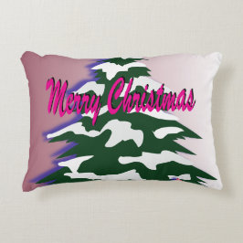 Retro Frohe Weihnachtsbaum Feierliche Jahreszeit Zierkissen