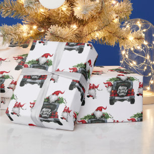 Retro Frohe Weihnachtsbaum Red Farm Truck Urlaub Geschenkpapier