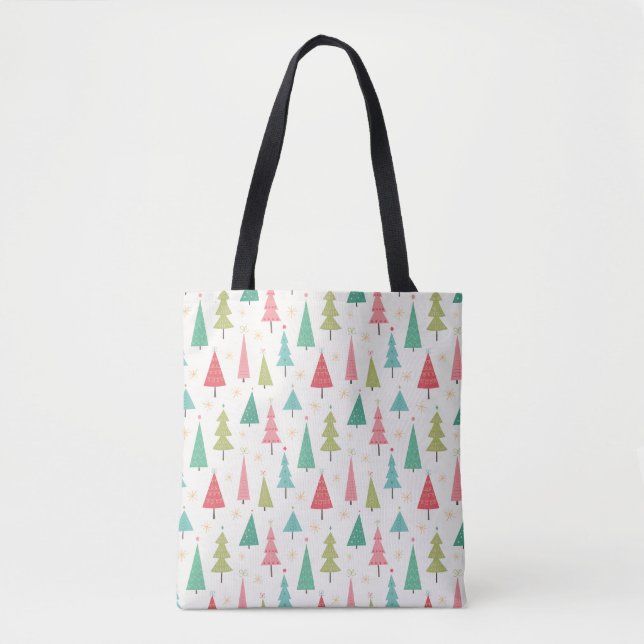 Retro Frohe Weihnachtsbaumen Spaß Urlaubsmuster Tasche (Vorderseite)