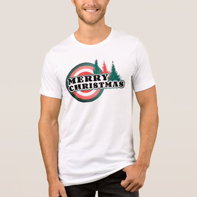 Retro Frohe Weihnachtsbaumen Winterferien Tri-Blend Shirt (Vorderseite)