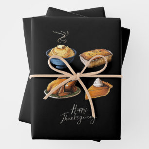 Retro Frohes Erntedankfest Herbst Kürbiskuchen Geschenkpapier Set