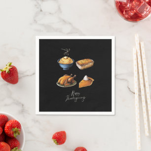 Retro Frohes Erntedankfest Herbst Kürbiskuchen Serviette