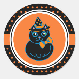 Retro Frohes Halloween Schwarze Katzen Aufkleber