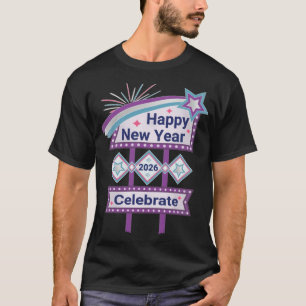 Retro Frohes Neues Jahr Schild – Feiern Sie Marque T-Shirt