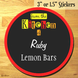 Retro From the Kitchen of Reds on Black Editable Runder Aufkleber