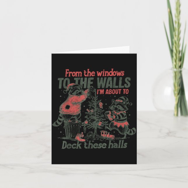 Retro From The Windows To The Walls Funny Raccoon  Karte (Vorderseite)