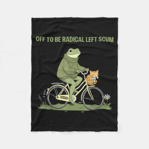 Retro-Frosch-Fahrrad-Katze macht sich auf, radikal Fleecedecke