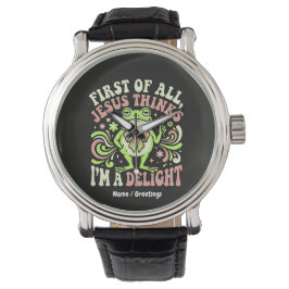  Retro-Frosch-Jesus findet mich entzückend Lustig  Armbanduhr