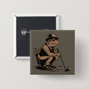 Retro-Frosch Lustiger Retro-Frosch Golf-Liebhaber Button