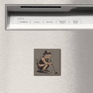 Retro-Frosch Lustiger Retro-Frosch Golf-Liebhaber Magnet