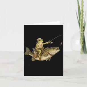 Retro-Frosch-Meme B Angelnder Vater fischt bei Mor Karte