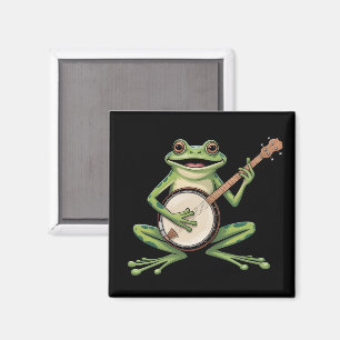 Retro-Frosch spielt Banjo 90er Musikliebhaber Vint Magnet