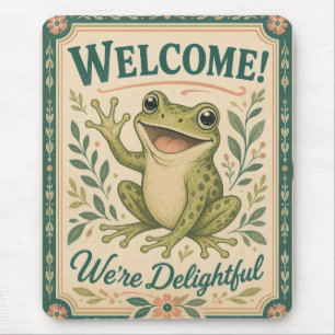Retro-Frosch Willkommen Wir sind entzückend Kunst Mousepad