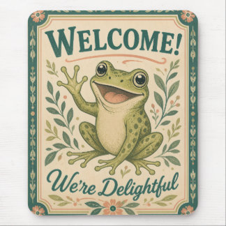 Retro-Frosch-Willkommen Wir sind entzückend Kunst Mousepad
