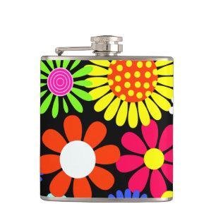 Retro-Frühling-Hippie-Flower-Power-Flasche Flachmann
