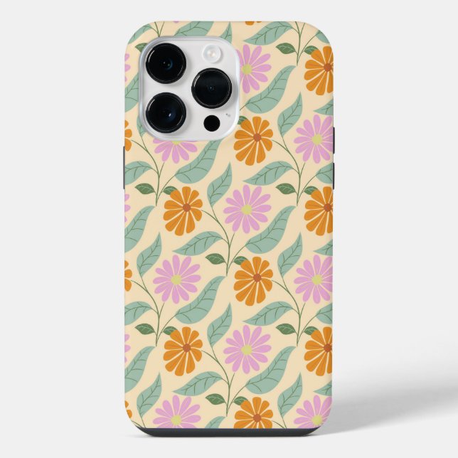 Retro-Frühlingsblumen iPhone 14 Pro Max Hülle (Rückseite)