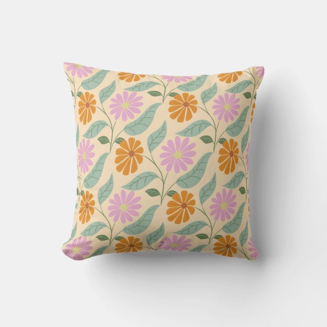 Retro-Frühlingsblumen Kissen (Vorderseite)