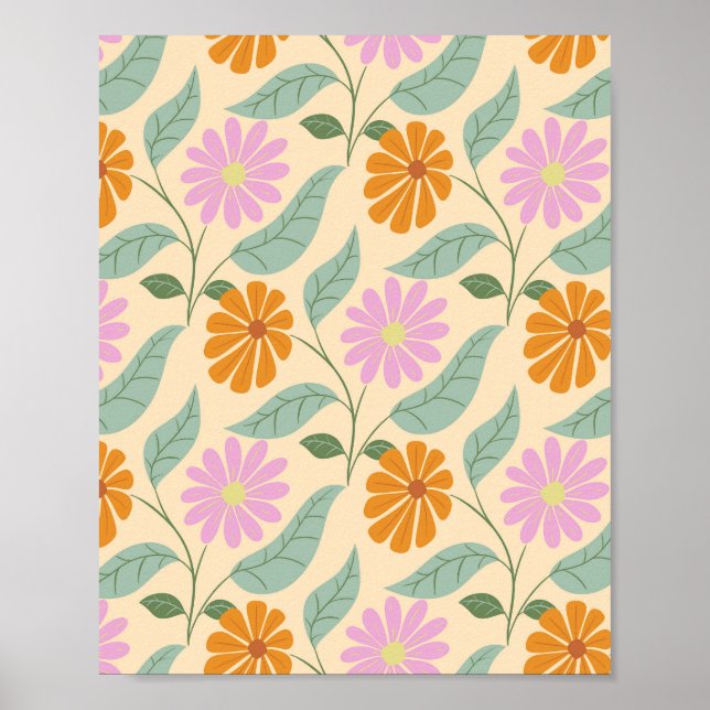 Retro-Frühlingsblumen Poster (Vorne)