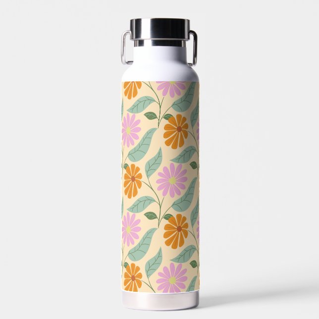 Retro-Frühlingsblumen Trinkflasche (Vorne)