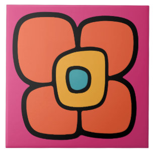 Retro-Frühlingsblüte Fliese