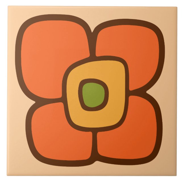 Retro-Frühlingsblüte Fliese (Vorderseite)