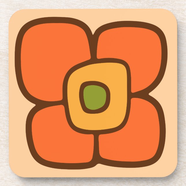 Retro-Frühlingsblüte Getränkeuntersetzer (Vorderseite)
