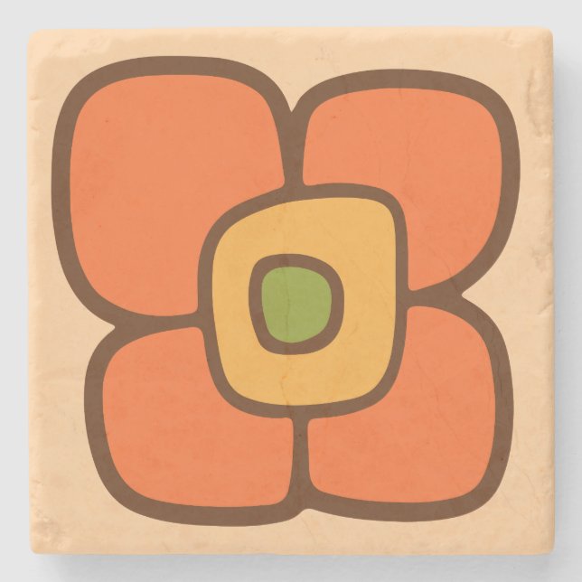 Retro-Frühlingsblüte Steinuntersetzer (Vorderseite)