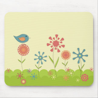 Retro Frühlingsgarten Mousepad