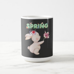 Retro-Frühlingshase mit Tulpen-Grafik-T-Shirt Kaffeetasse