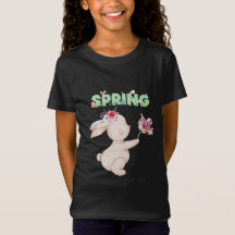 Retro-Frühlingshase mit Tulpen-Grafik-T-Shirt