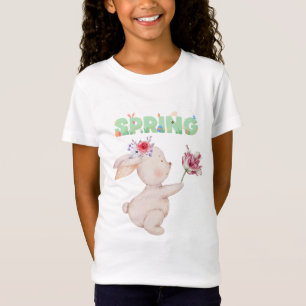 Retro-Frühlingshase mit Tulpen-Grafik-T-Shirt T-Shirt