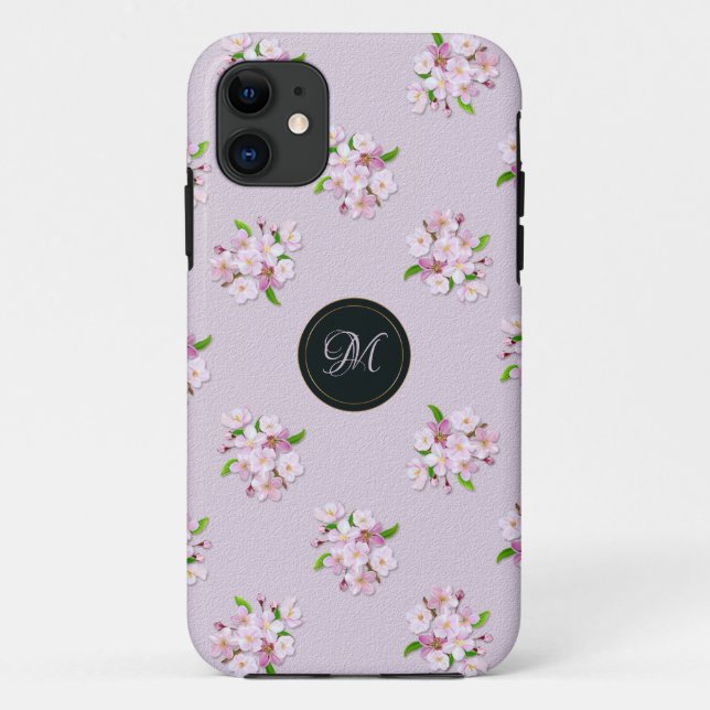 Retro Frühlingsmit blumenmuster. Monogramm Case-Mate iPhone Hülle (Rückseite)