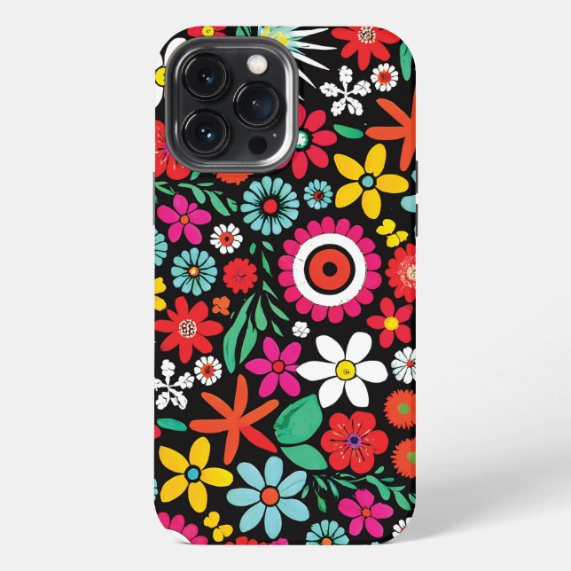 Retro-Frühlingswildblumenmuster iPhone 13 Pro Max Hülle (Rückseite)