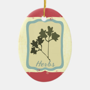 Retro Frühstück Essen Ikone Kräutern Weihnachtssch Keramikornament