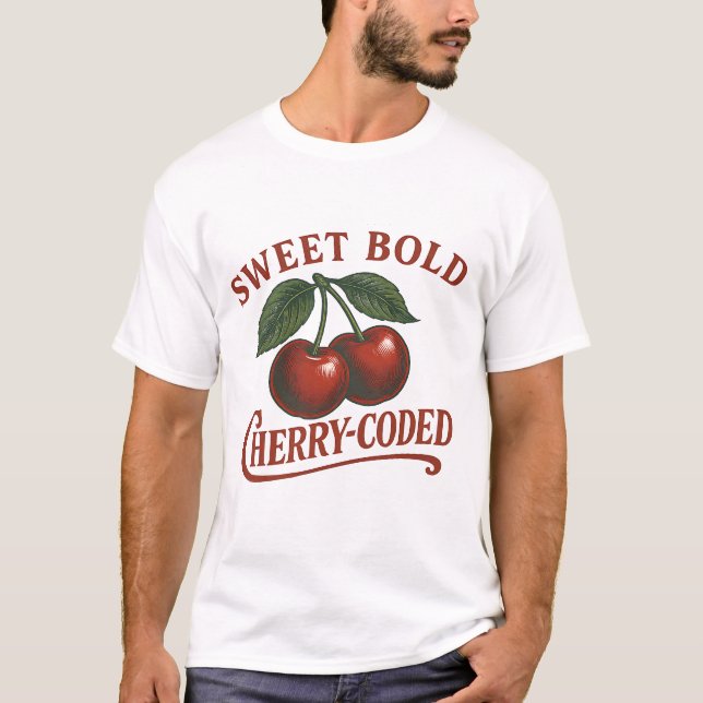Retro Fruit Sweet Cherry-Coded Graphic T - Shirt (Vorderseite)