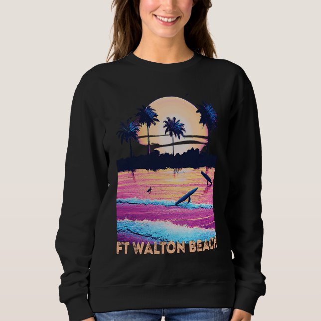 Retro Ft Walton Beach Florida Souvenir Surf Sweatshirt (Vorderseite)