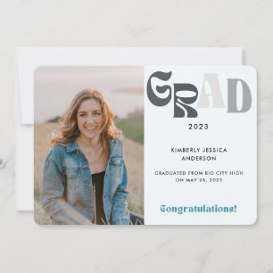 Retro Fun Blue Grad Foto 2023 Abschluss Ankündigung