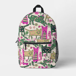 Retro Fun Cat Design Bedruckter Rucksack