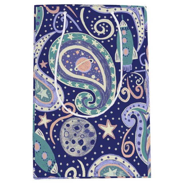 Retro Fun Galaxy Mittlere Geschenktüte (Vorderseite)
