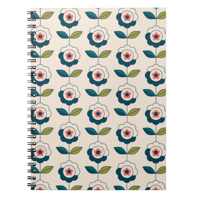 Retro Fun Garden Blume Muster Notizblock (Vorderseite)