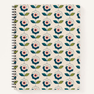 Retro Fun Garden Blume Muster Notizbuch